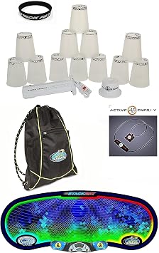 Speed Stacks The Elite Custom Combo Set 12 PRO Series PS2x Clear 4" Cups, Cup Keeper, Quick Release Stem, Pro Timer G4, Mat, Stacker Backpack + Active E Necklace $49 Value