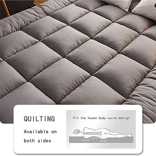 Miniatura 5 de Cubrecolchón acolchado de tamaño matrimonial, protector de colchón alternativo de plumón, suave y transpirable, cubrecolchón suave de primera