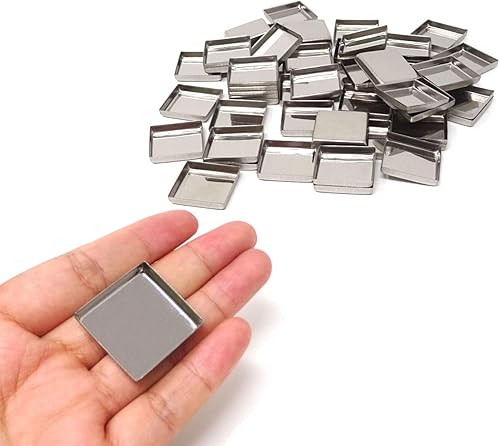 Honbay 56PCS Metal Empty Square Metal Pans Make Up Tins Eyeshadow Blush Lipstick Organizer for Cosmetic Palettes (26mm, Height: 5mm)