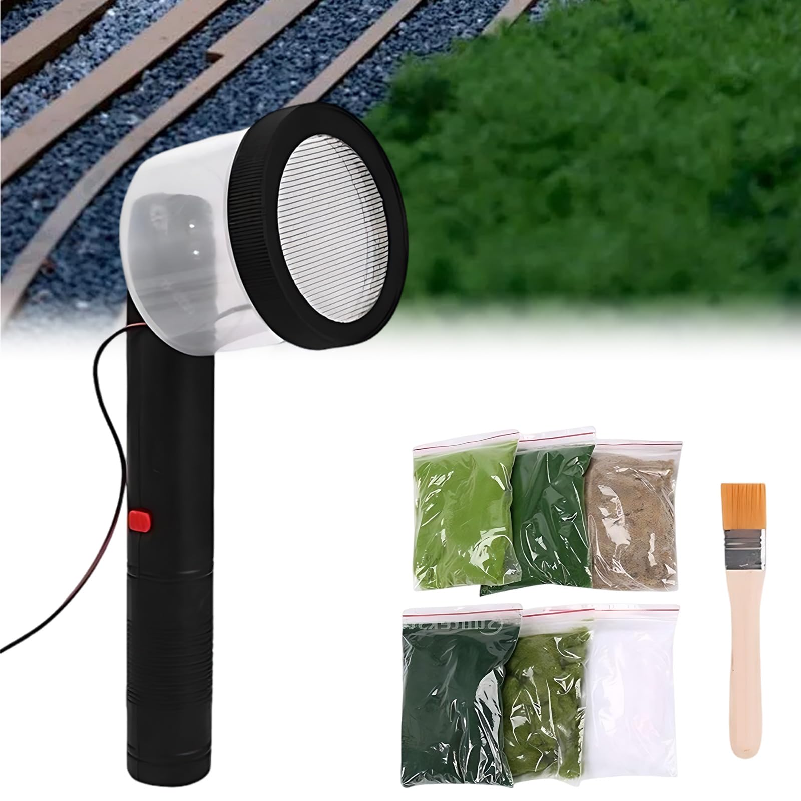 Handheld Static Grass Flock Applicator, Mini Static Grass Flock, Four Colors Mini-applicator voor bevlokkingsmachine, ABS-applicator met antislipgreep, voor beplantingsmodellen, landschapsmodellen