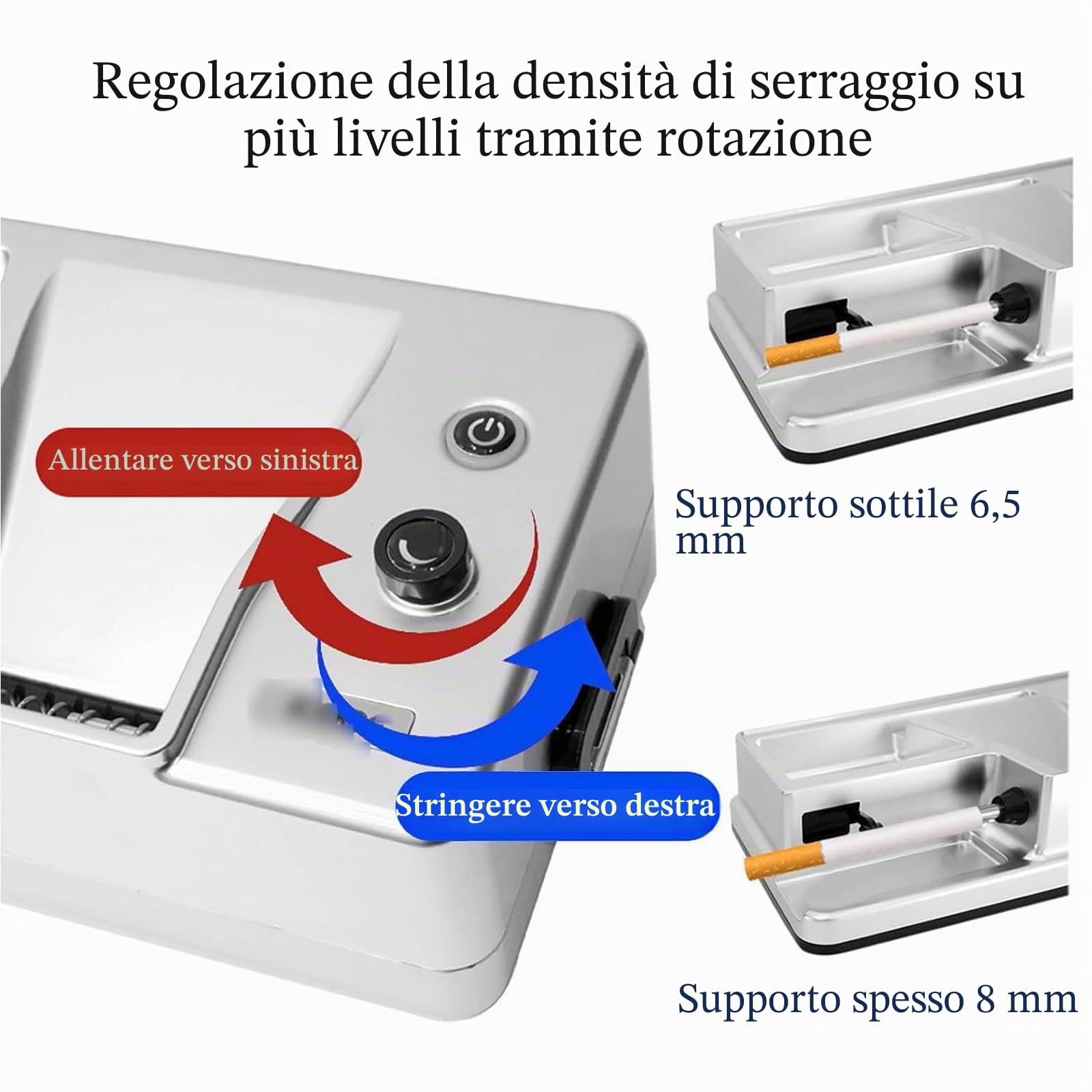 Macchinetta per Sigarette Elettrica, Macchinetta Riempitubi Elettrica Macchina Sensore Intelligente o Display Digitale a LED 6,5 mm/8 mm Black Digital Display