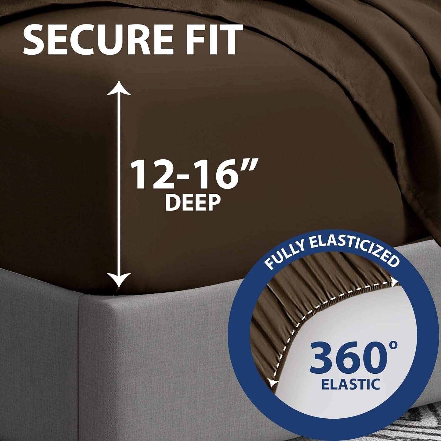 Home Collection Micro Caress Luxurious Sheet Set, 90GSM 4 -Piece Queen Size with 2 Additional Pillowcase, Brown Color