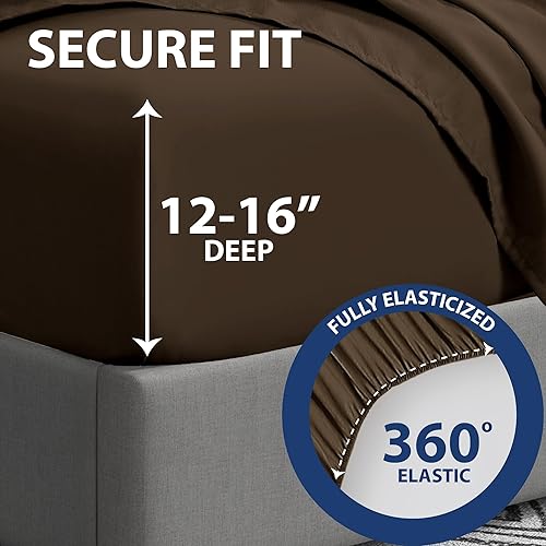 Miniatura 4 de Home Collection Micro Caress - Lujoso juego de sábanas de 3 piezas de 3 piezas de 2.16 ozm con 1 funda de almohada adicional, color marrón