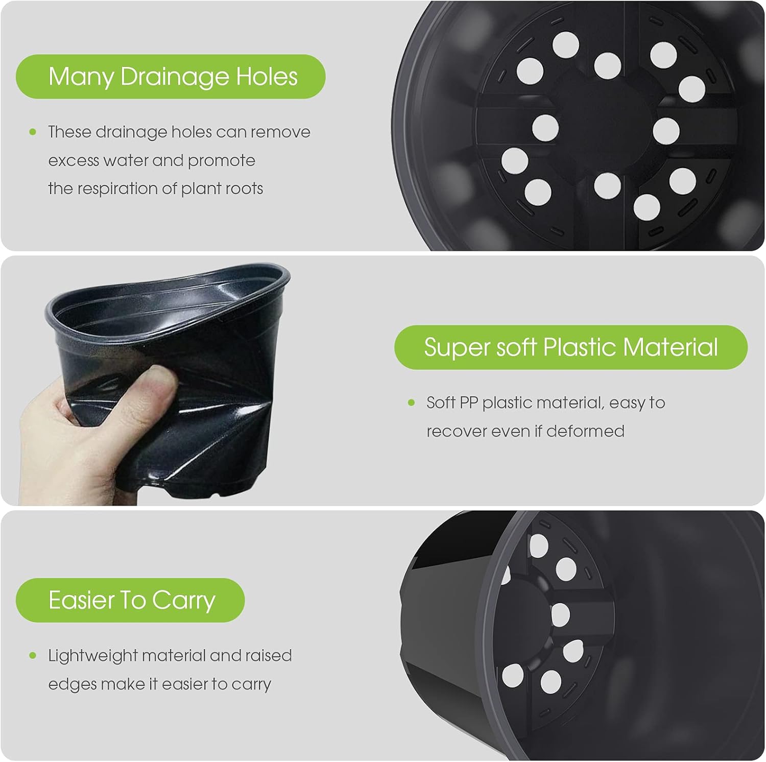 DUNPUTE 4 5 6 Inch Nursery Pots, 50 Packs Seedling Pots with Drainage Hole, Plastic Plant Starting Containers for Seedling Cutting Transplanting (Black, 5 Inch) : Patio, Lawn & Garden
