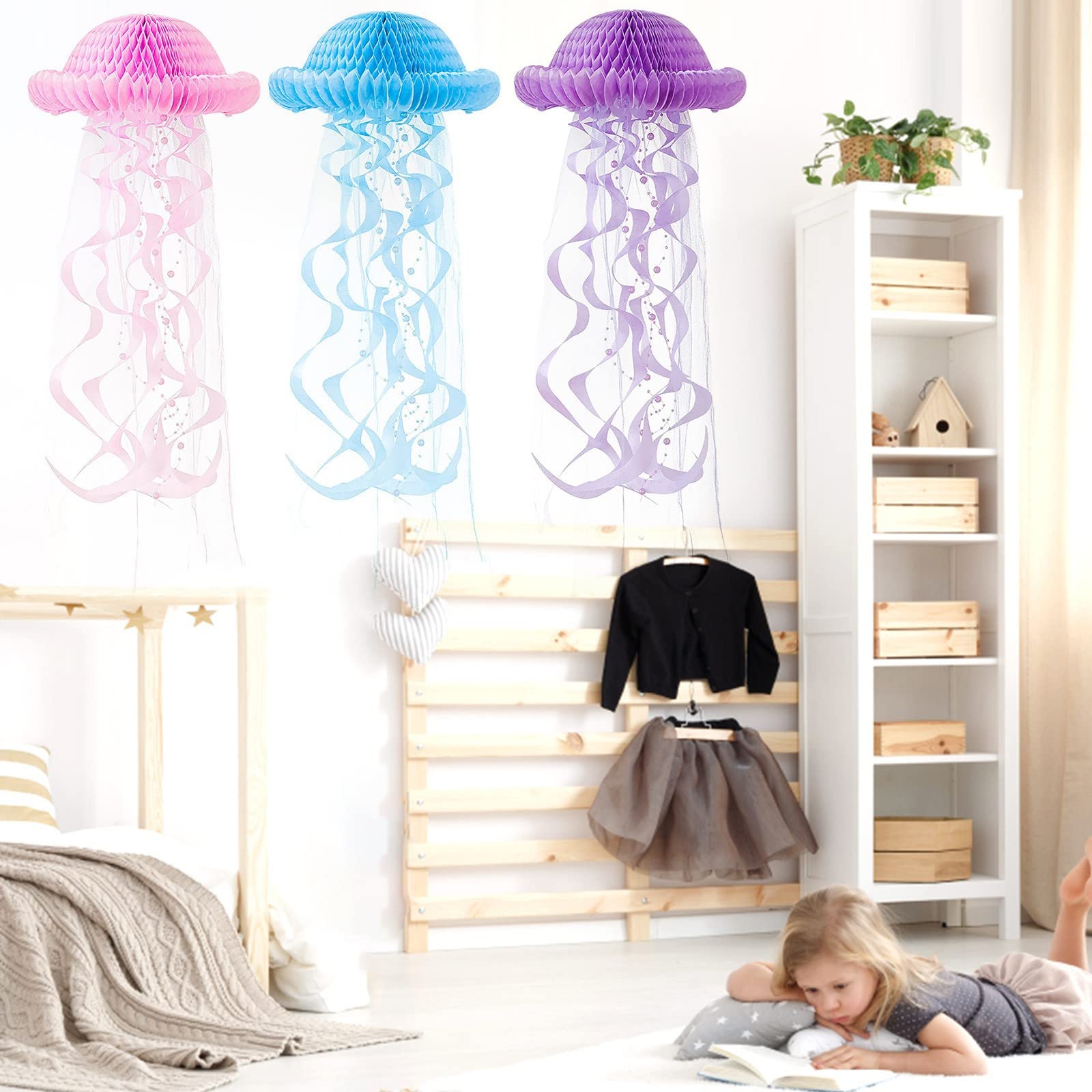 Gobesty Lampada a forma di medusa, lampada creativa a forma di medusa, alimentata a batteria, luci da giardino a medusa, lampada decorativa per feste a tema oceano, decorazione per giardino, giardino