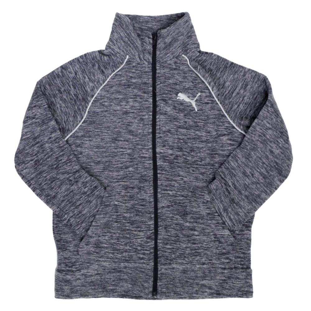 PUMA Girls' Full Zip Fleece Jacket (Navy Heather, Medium(8/10))