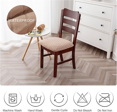 Vista 12 de Genina Fundas de asiento impermeables para sillas de comedor, fundas de asiento elásticas para sillas de comedor, extraíbles y lavables, fundas