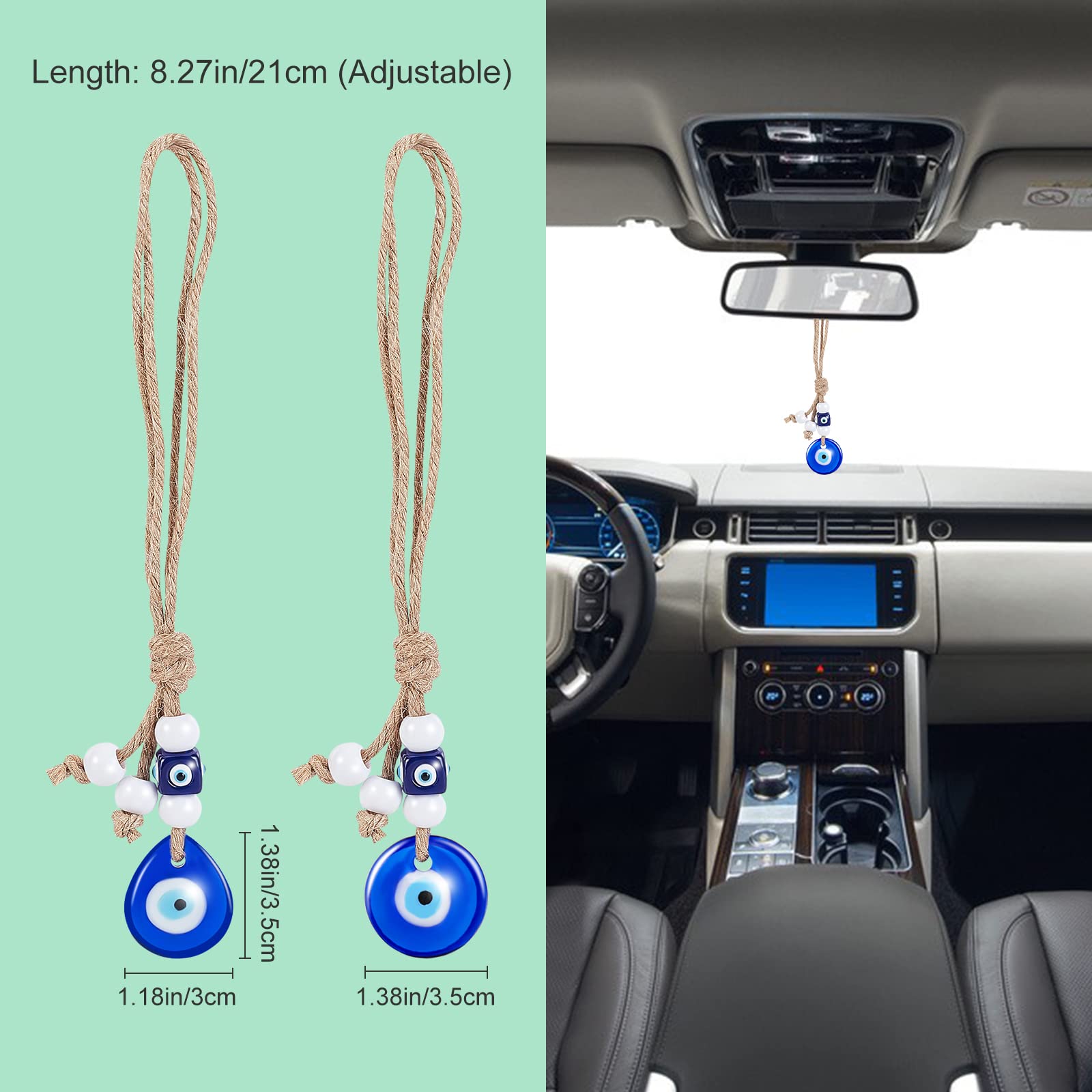 BCS Blue Wave Pattern Evil Eye Decor Wall Hanging 4" Glass Turkish Greek Nazar Amulet Good Luck & Protection Charm - Handmade Ornament For Home, Office, Garden, Door - Ojo Turco