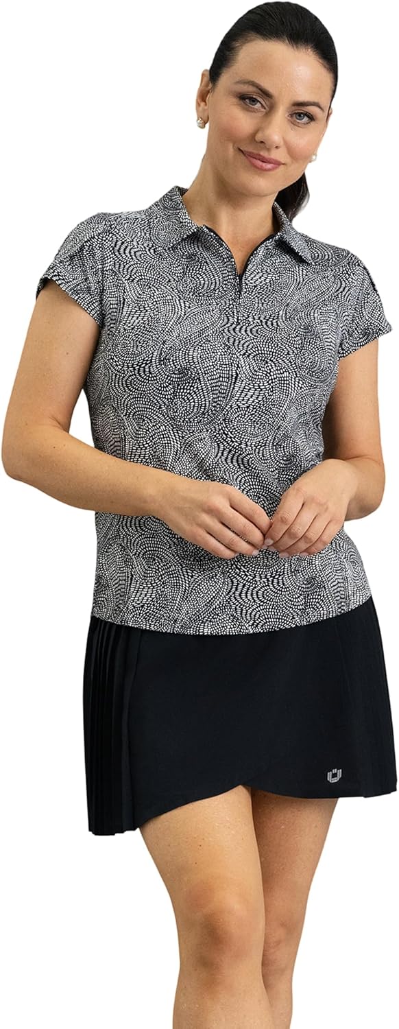 IBKUL UPF 50+ Sun Protection, Icefil Cooling, Moisture-Wicking Stephanie Tulip Sleeve Top