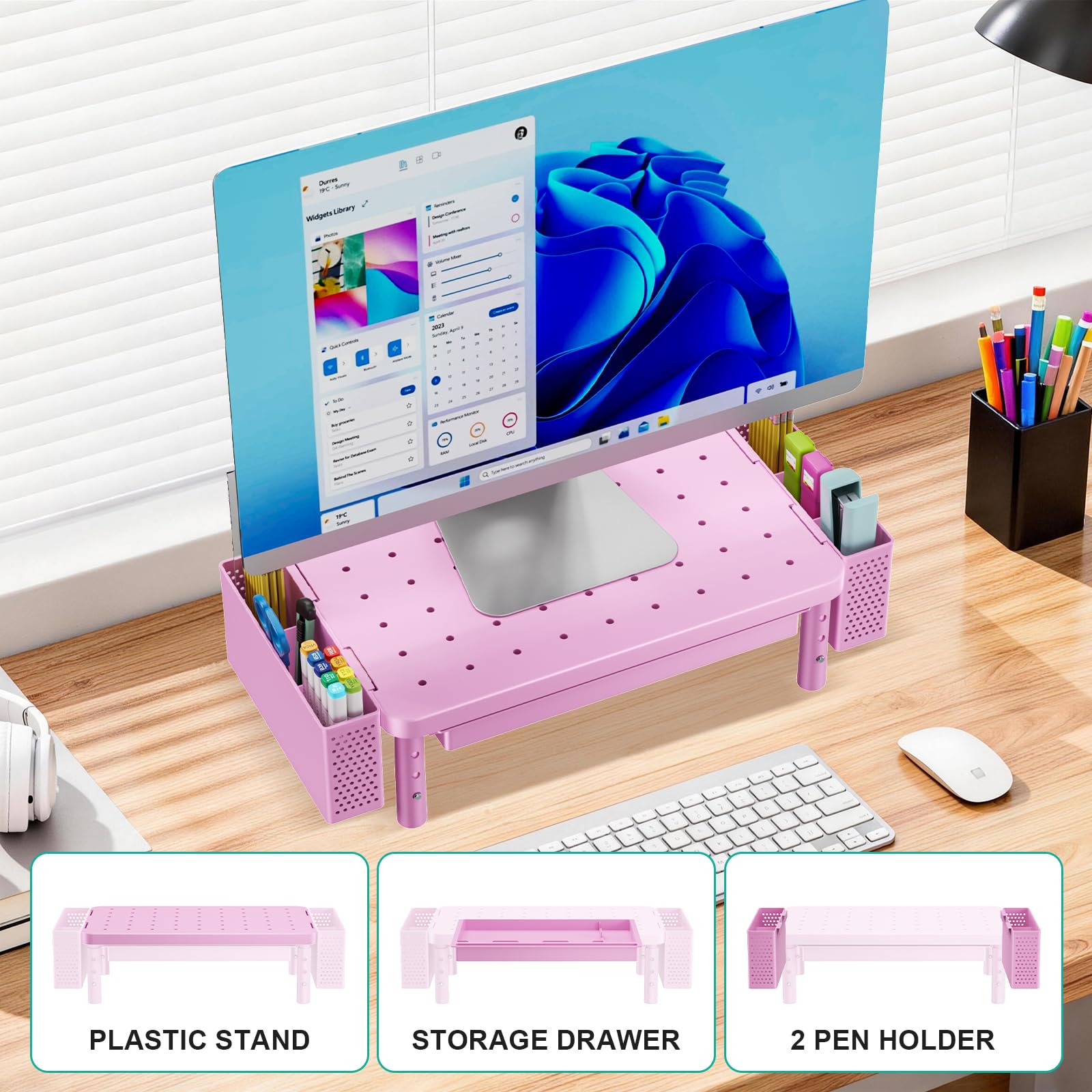 WALI Computer Monitor Stand with Storage and Pen Holder view 8