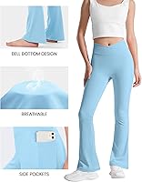 Vista 2 de BOOPH Leggings acampanados para niñas con bolsillos cruzados de cintura alta, pantalones de yoga acampanados pantalones deportivos