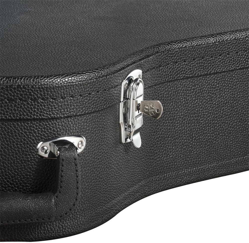 ZeHuoGe 41" Acoustic Guitar Hard Wooden Case, Protective Hard Shell with Plush Interior, Lockable, Portable Handle & Accessory Storage (For Acoustic Guitar)