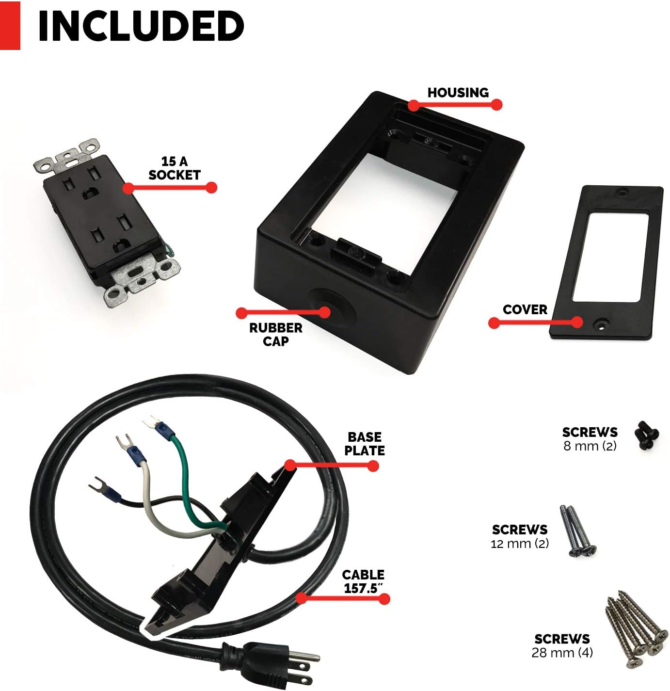 Tundra IPO Series in-CAB Power Outlet System with Y Cord for Trucks – NEMA 5/15R – 120 Volts Extension Cord Power Bar – Durable and Safe Components 4.0 M Cable Length (157.5 in.)