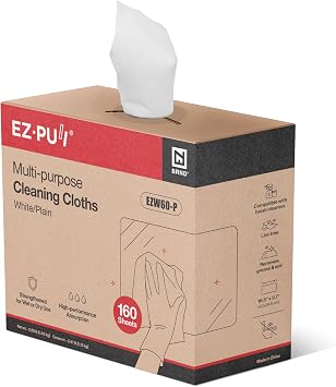 EZbrnd Multi-Purpose Cleaning Cloths Towels, Pop Up Box, White Shop Towels, 160sheets/box [X60]