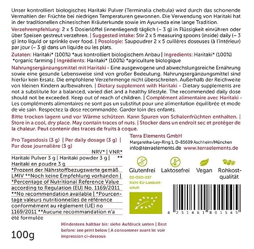 Haritaki Terra Elements Bio Pulver 100 g – Ayurvedisches Gewürzpulver