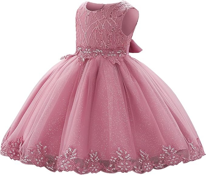 Amazon.com: Baby Toddler Lace Dress Girls First Baptism Elegant ...