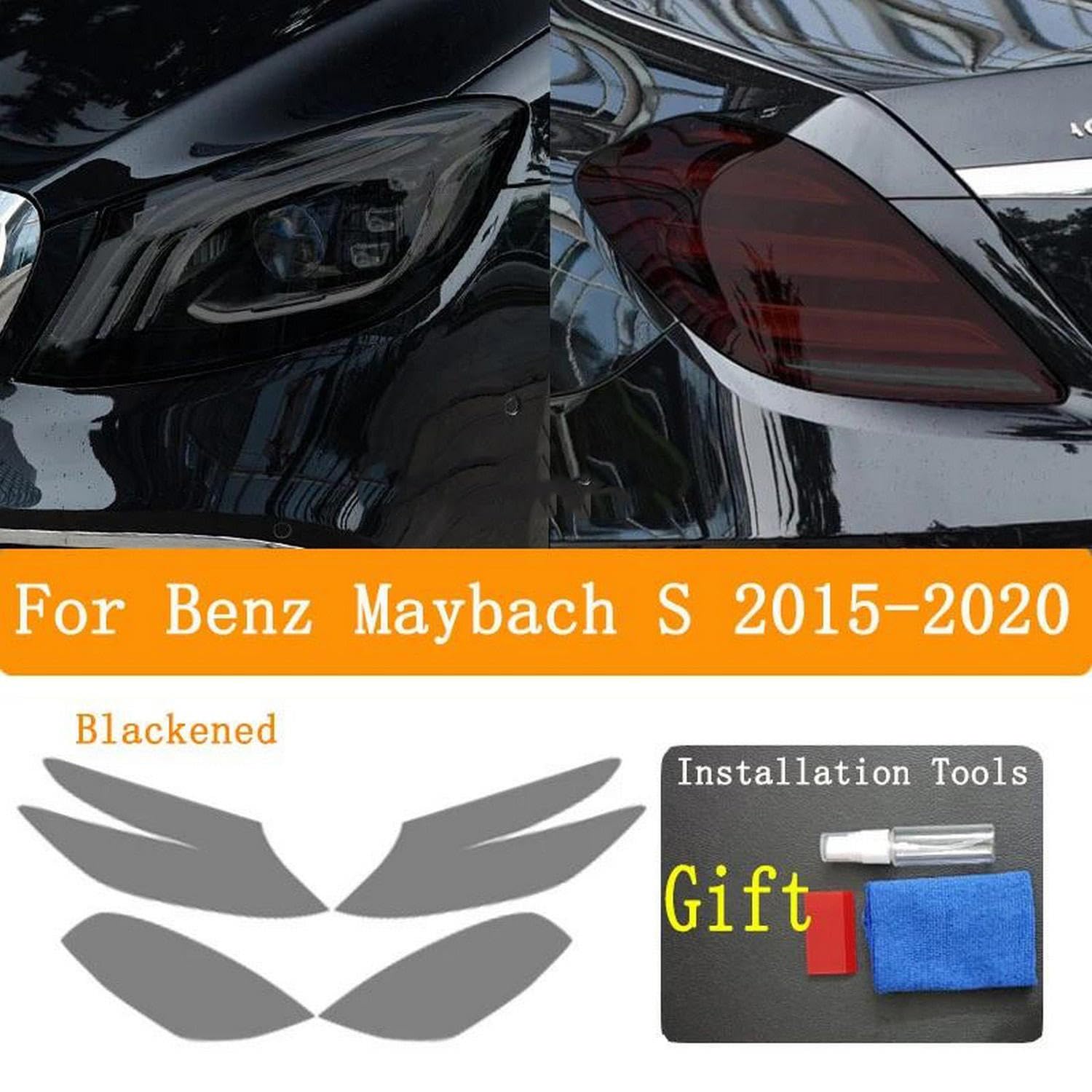 Reflektor samochodowy tylne światło folia ochronna reflektor winyl renowacja przezroczysta czarna naklejka na światło, do Benz Maybach S 2015-2020