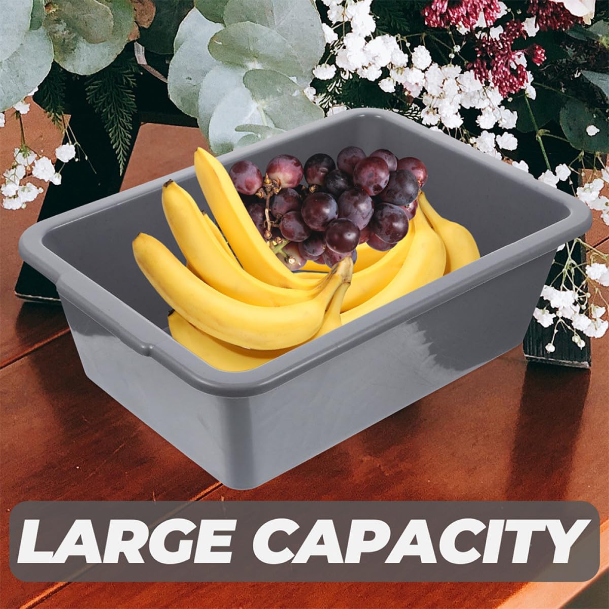 Vaschette e Conservazione Refrigerata in Pp con Manico 2 Pezzi Rettangolari per Lavaggio Piatti Multiuso per Cucina, Dispensa e Congelatore