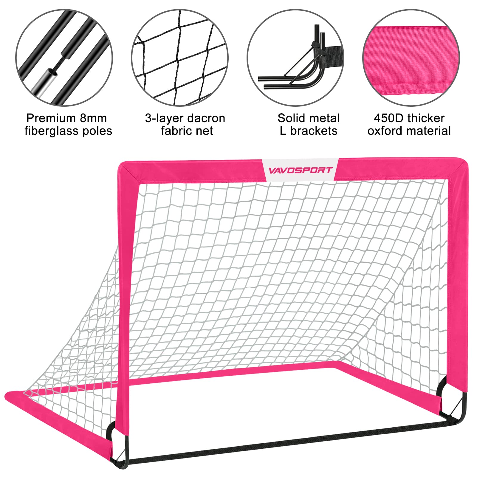 Kids Soccer Goals for Backyard Set - 2 of 4' x 3' Portable Soccer Goal Training Equipment, Pop Up Toddler Soccer Net with Soccer Ball, Soccer Set for Kids and Youth Games, Sports view 3