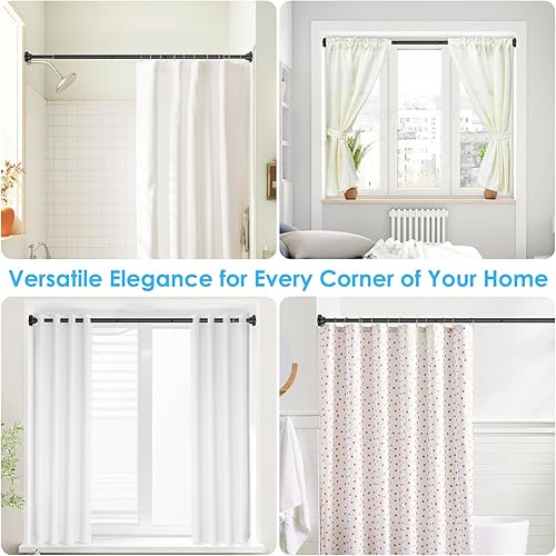 Miniatura 6 de AIZESI 1 barra de cortina de ducha plateada sin taladrar de 43 a 73 pulgadas, barra de cortina de tensión de resorte antideslizante, barra de