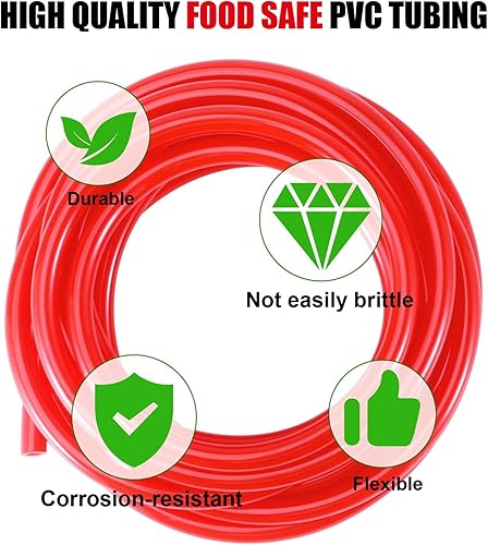 Miniatura 4 de Tubería de CO2 de línea de gas de cerveza Hilangsan de 15 pies para Kegerator, manguera de CO2 de PVC rojo de 516 de largo para regualtor de CO2,