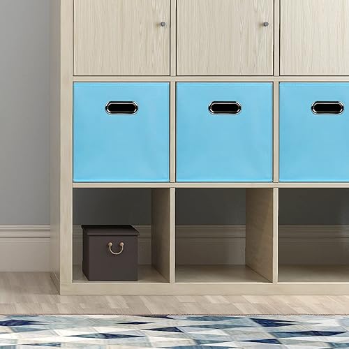 Miniatura 4 de Contenedores de almacenamiento de tela, cestas organizadoras (11 x 11 x 11) con asas dobles para armario, cajones de dormitorio, juego de 2