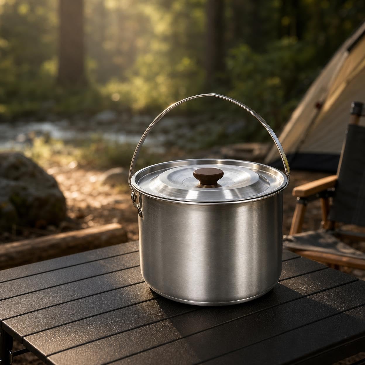 1 Juego Olla Colgante Acampar Set Sartenes Acero Inoxidable Compacto Antiadherente Apto para Montañismo Picnic Cocina al Aire Libre, style to 2