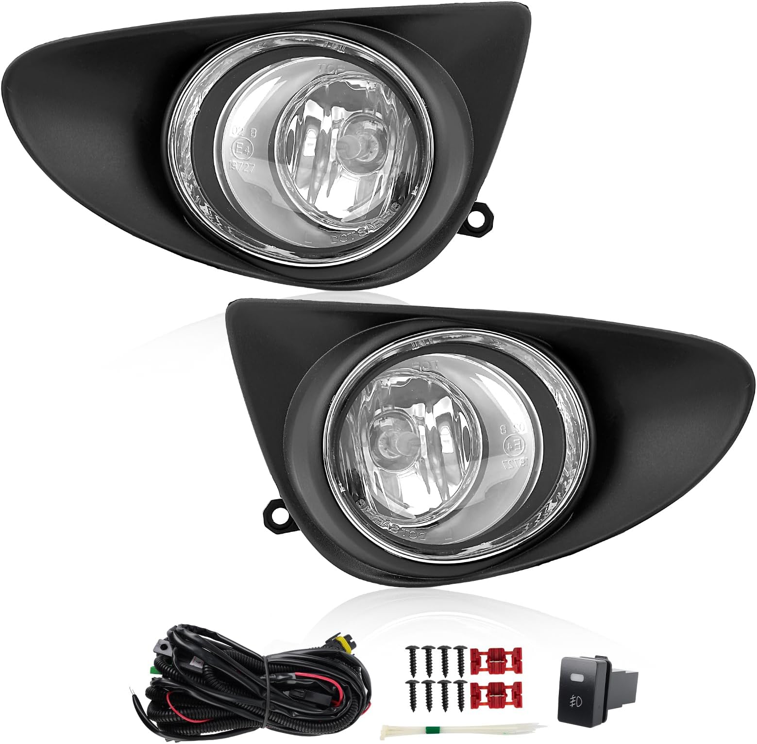 Fog Lights for 2012 2013 2014 Yaris Hatchback Fog Lights Kit Bumper Lamps w/Switch Wiring harness bulb Housing FL7023