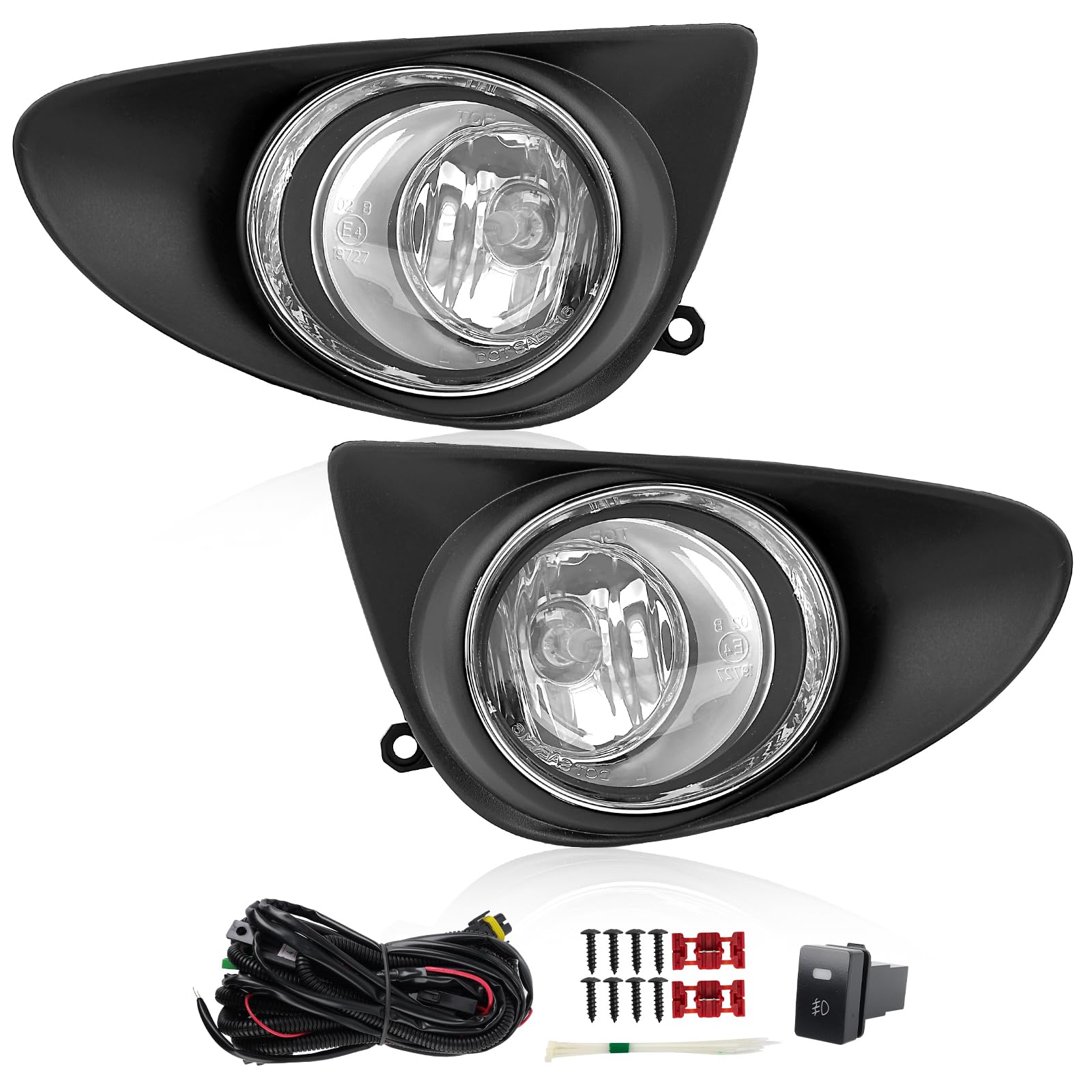 RP Remarkable Power, Fog Lights for 2012 2013 2014 Yaris Hatchback Fog Lights Kit Bumper Lamps w/Switch Wiring harness bulb Housing FL7023