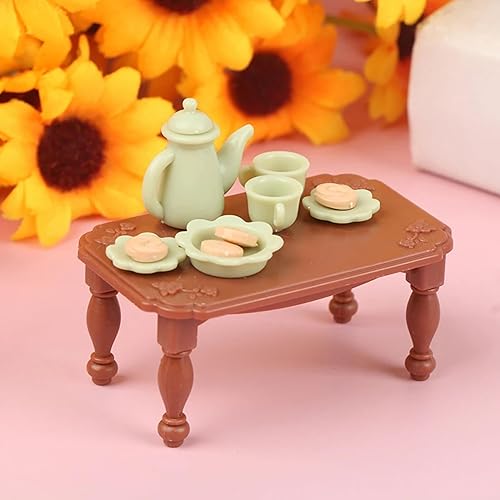 Miniatura 4 de Juego de casa de muñecas familiar para sala de estar, piano con banco y partituras, dos sillones, mesa de café, lámpara de pie y juego de té,