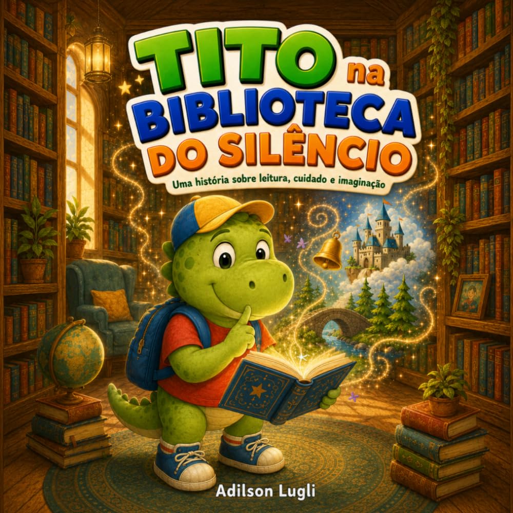 Tito na Biblioteca do Silêncio: Uma história divertida sobre livros, cuidado e imaginação (Tito, o Dinossauro na Escola)