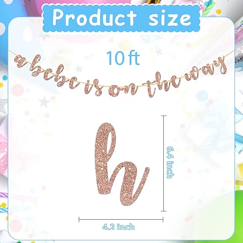 Miniatura 2 de Halodete A Bebe is on the Way Banner, Pregnancy Announcement, Baby Shower, French Welcome Baby Party Decorations Rose Gold Glitter