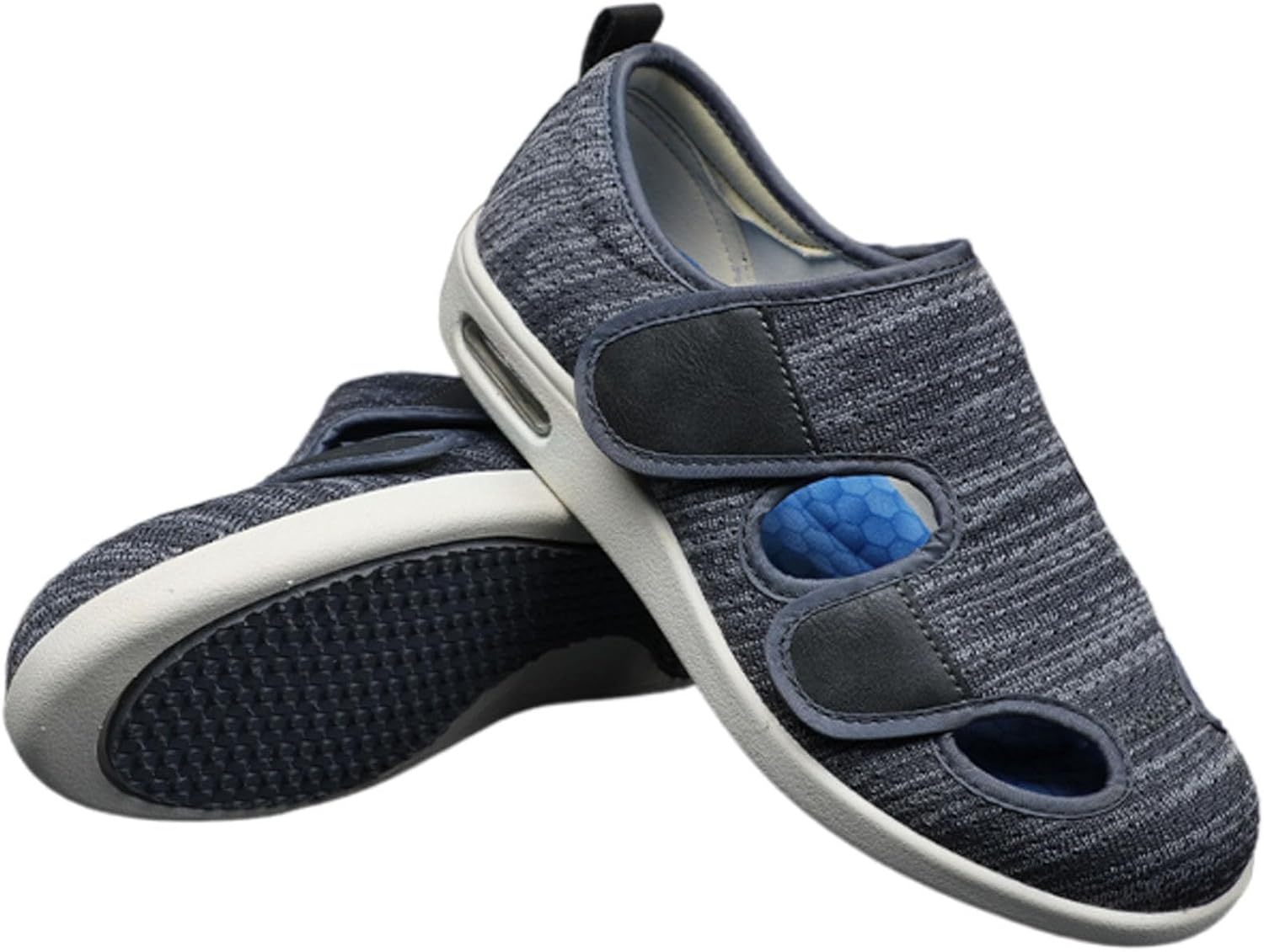 bumuam Extra Wide Walking Edema Sneakers,Adjustable Closure Breathable Lightweight Width Non Slip Air Cushion Sneakers for Swollen Feet Edema Men 4.5/Women 5.5