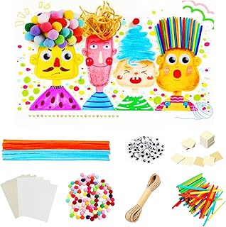 CYLHCM 381PCS DIY Paint Making Kit, Art Craft Set, Creative DIY Make Your Own Pompoms Wiggle Googly Eyes Twisting Stick Story Characters Party Supplies Gift for Girls Boys Father Mother All Holidays