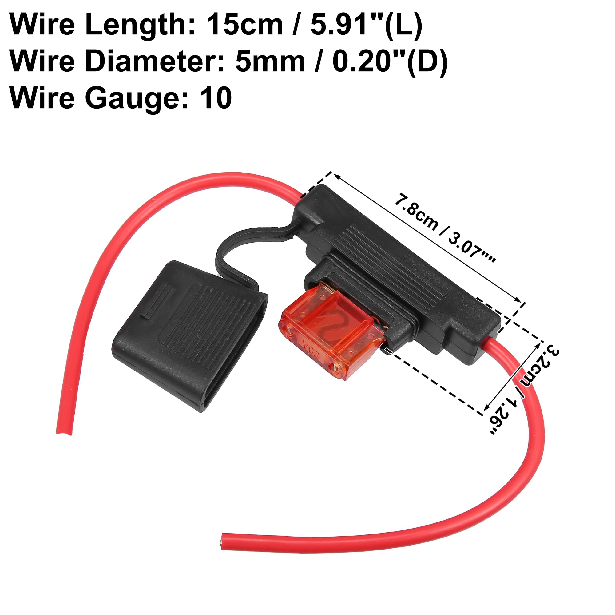 QUARKZMAN 2 Set DC 12V 10AWG 10 Calibro ATC Linea Fusibile Contenitore con 50A Fusibile