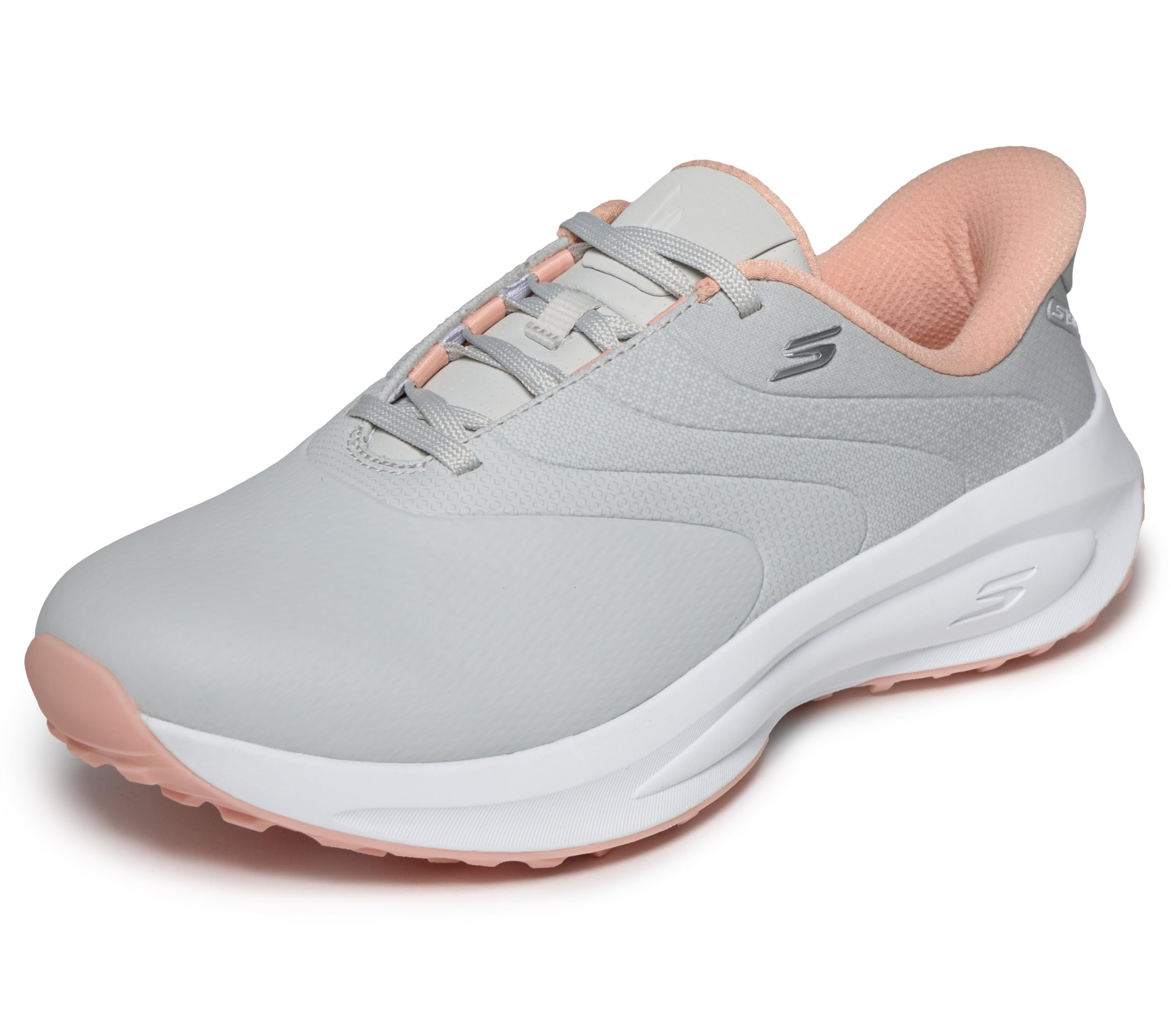 Skechers GO Golf Women's Synthetic Upper Lace Up Spike Less Golf Shoe Light Gray Pink