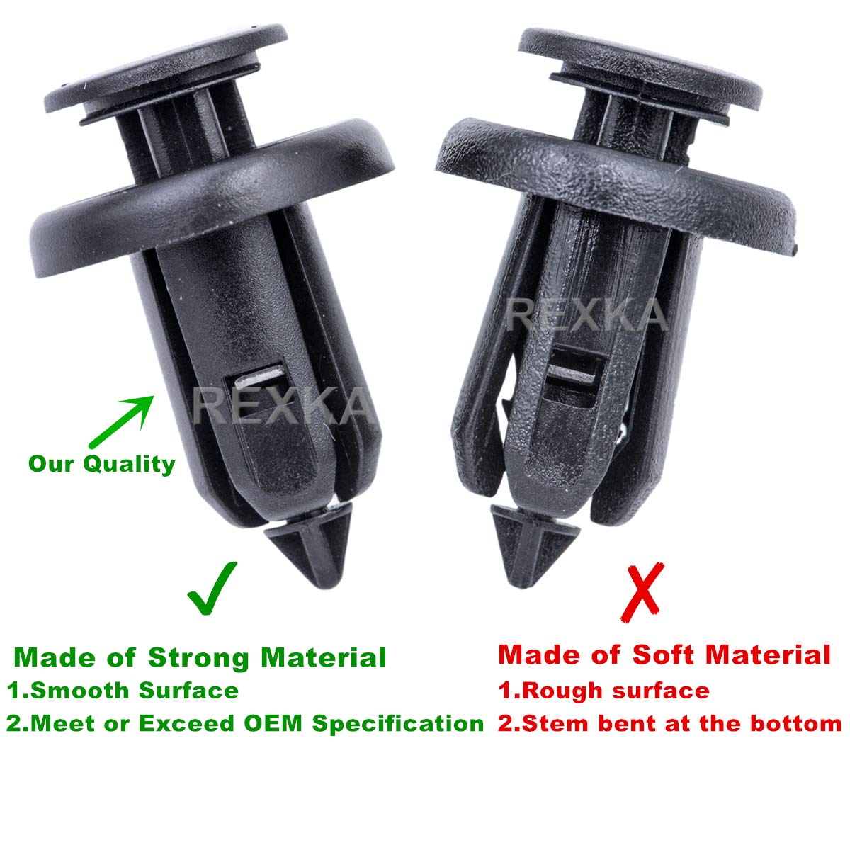 Rexka 40pcs Bumper Fender Grille Splash Shield Clips 91506-S9A-003