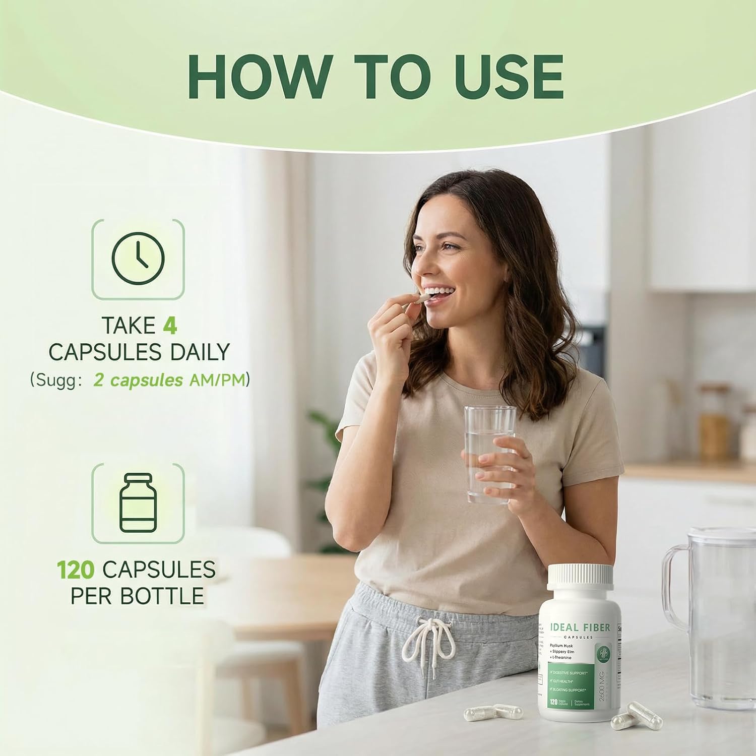 iMATCHME Fiber Supplement with Psyllium Husk Powder,Slippery Elm for Soften Stool,Effortless Bowel Movements,Digestive & Gut Cleanse Support-Prebiotic Fiber 240 Capsules