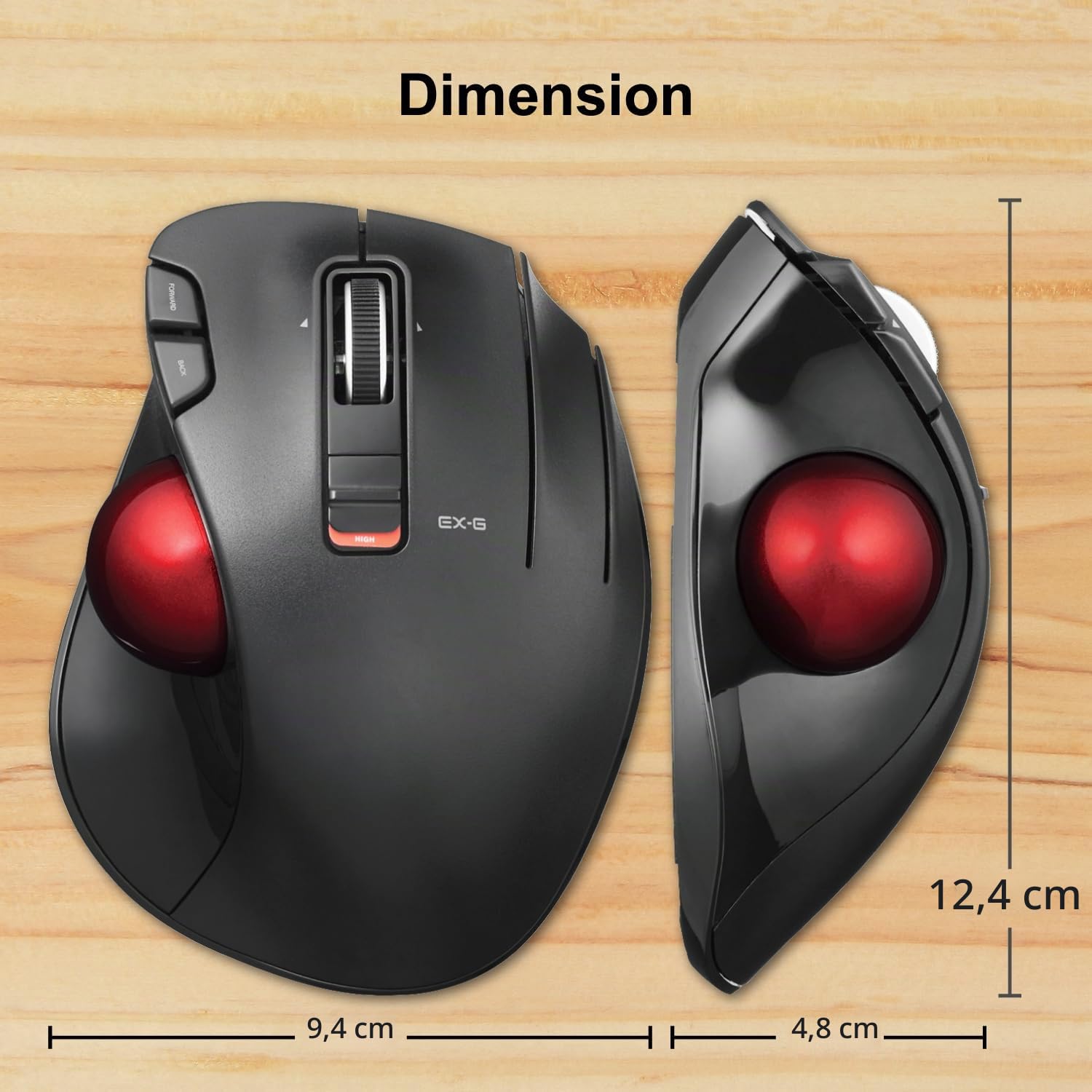 ELECOM EX-G Souris trackball USB 2,4 GHz sans Fil, Design Ergonomique, contrôle par Le Pouce, Balle de Suivi Fluide et précise, 6 Boutons programmables, défilement d'inclinaison, Souris d'ordinateur
