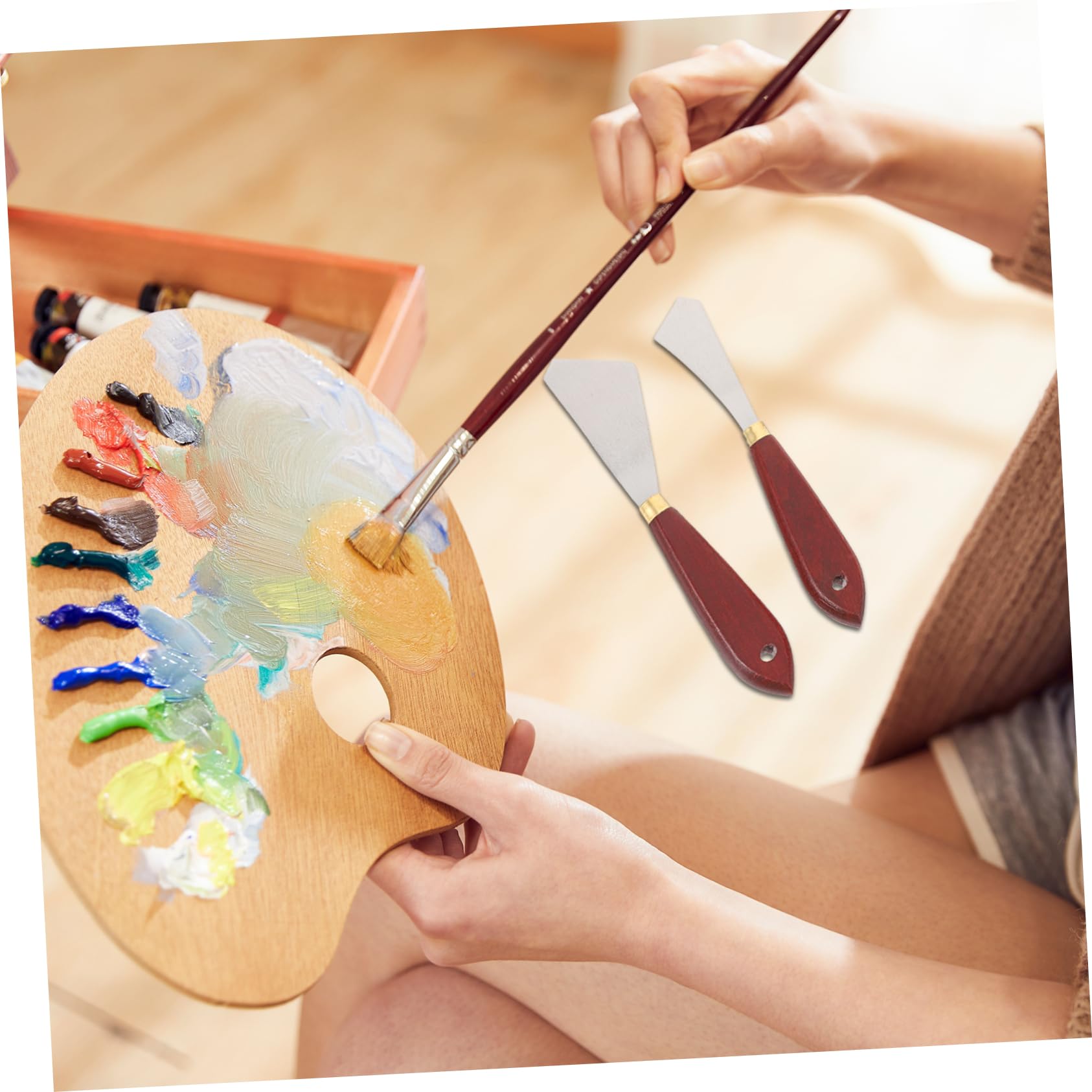 NUOBESTY 16piezas Raspadores Para Pintura Espátulas Artísticas Para Mezcla De Pigmentos Herramientas De Pintura Prácticas Para Artistas y Estudiantes