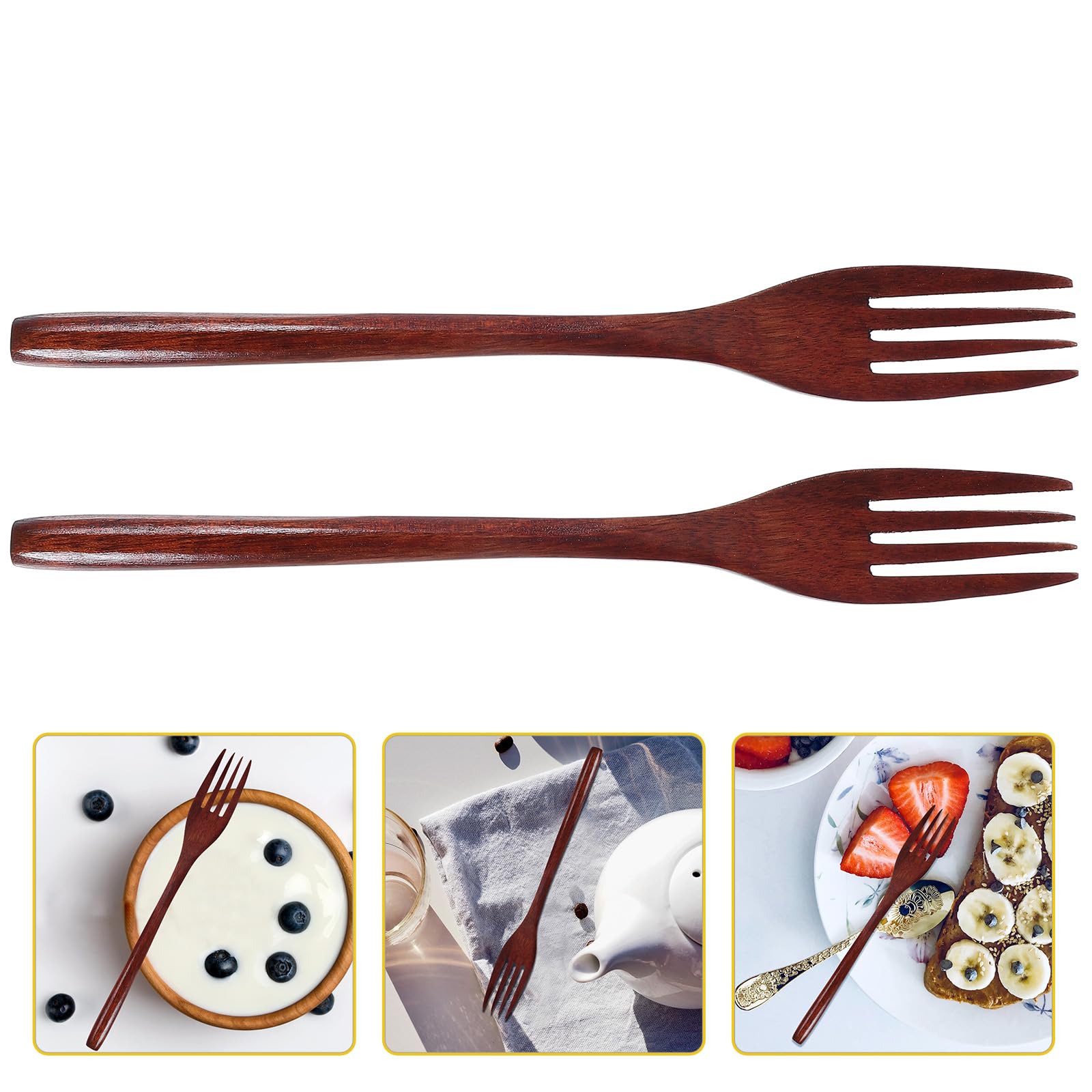 VILLCASE 2 pcs Long Wooden Fork Salad Forks for Cooking and Mixing — Amazon image 3
