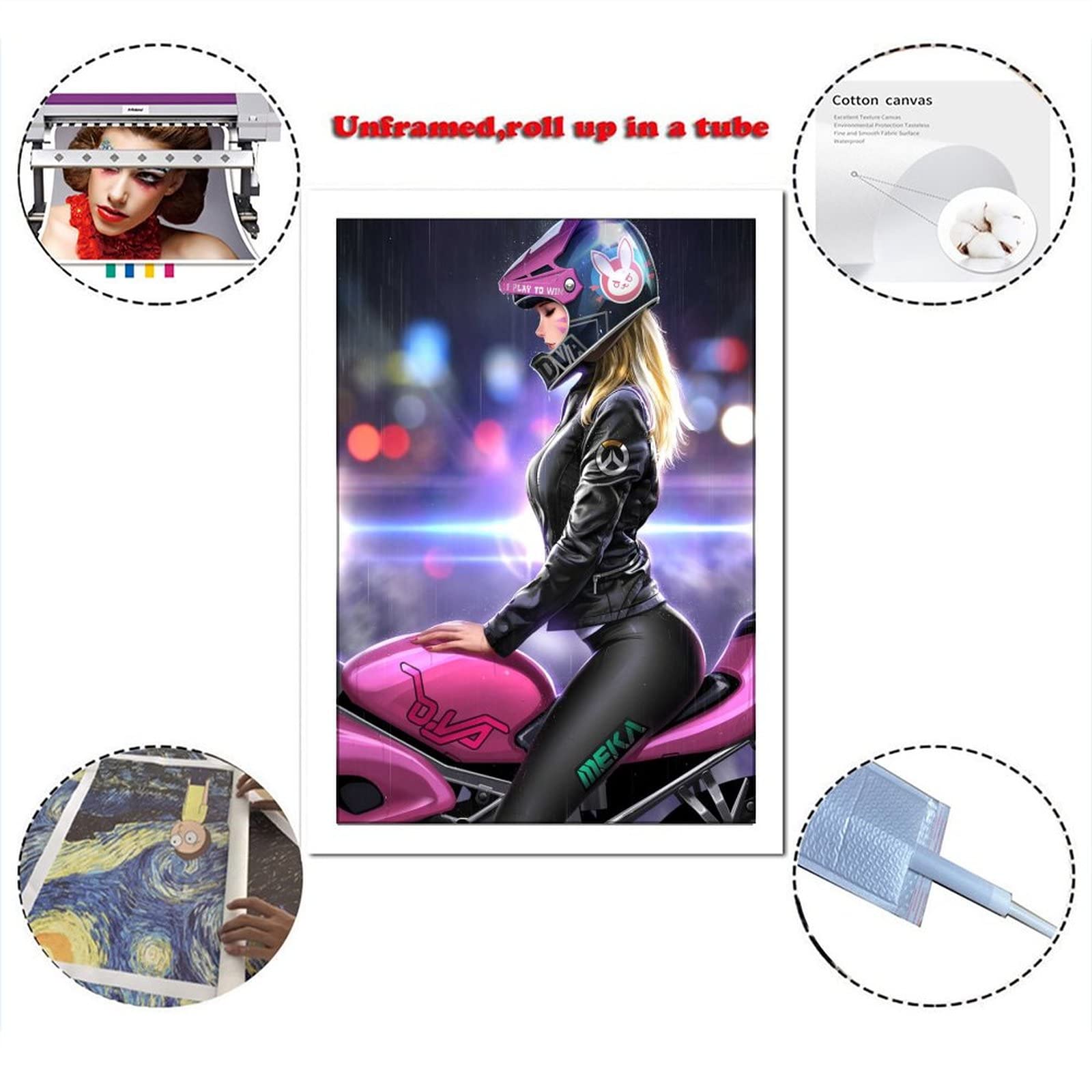 dva motorcycle helmet ZZHNN Anime Sexy D.Va Canvas Art Poster and Wall Art Picture Print Modern Family Bedroom Decor Posters 16x24inch(40x60cm) Home canvas body The North Face Student Model:CHBF-8000A they stretch and mold