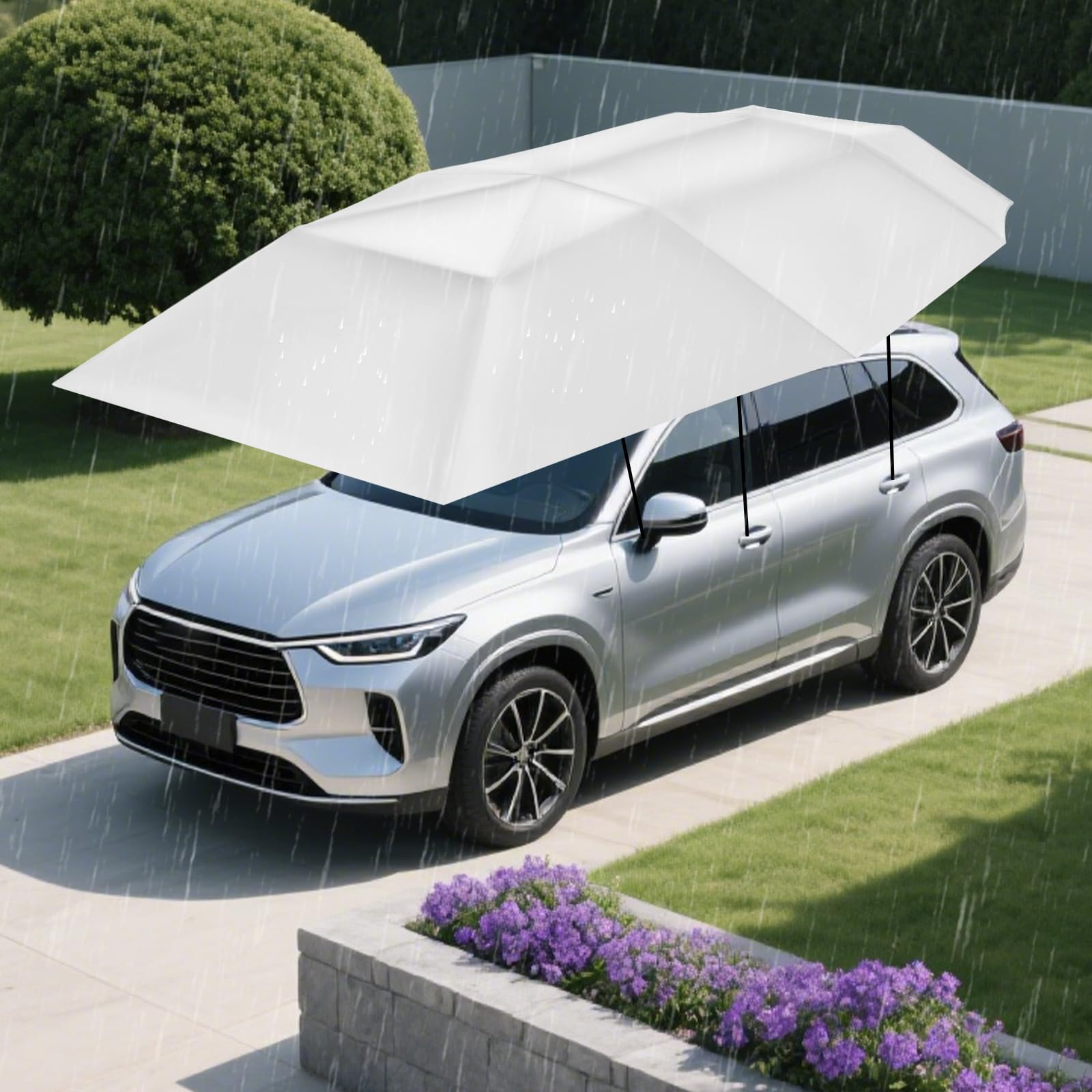 Tente de Toit pour Voiture Pare Soleil de Voiture Semi-Automatique | Pare-Soleil Télescopique à Isolation abri d'auto mobile plié, auvent de protection automobile parasol extérieur, 4,6 x 2,3 m