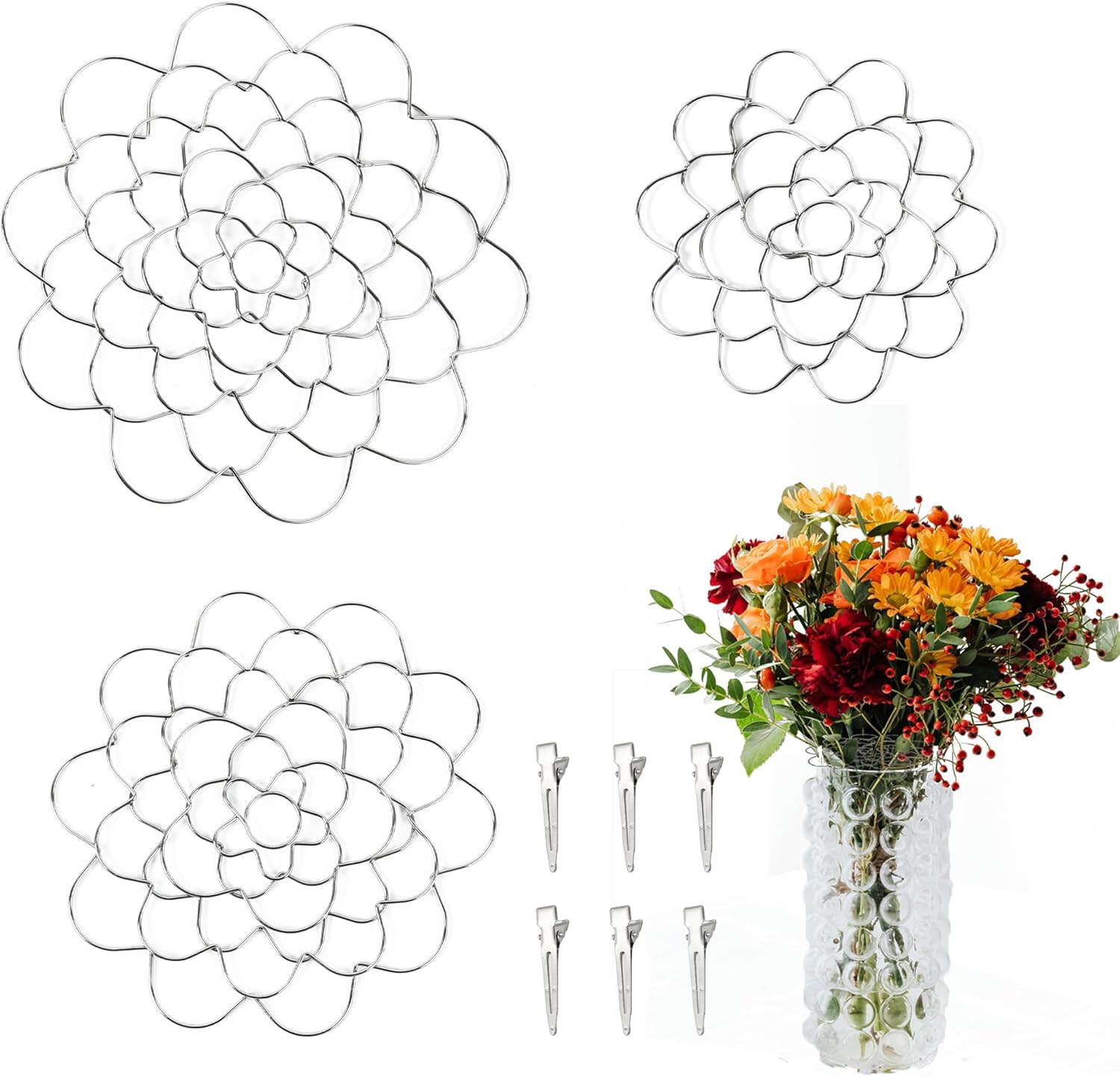 MIJAYENV Flower Arrangement Holder 3Pcs Wire Flower A Twist