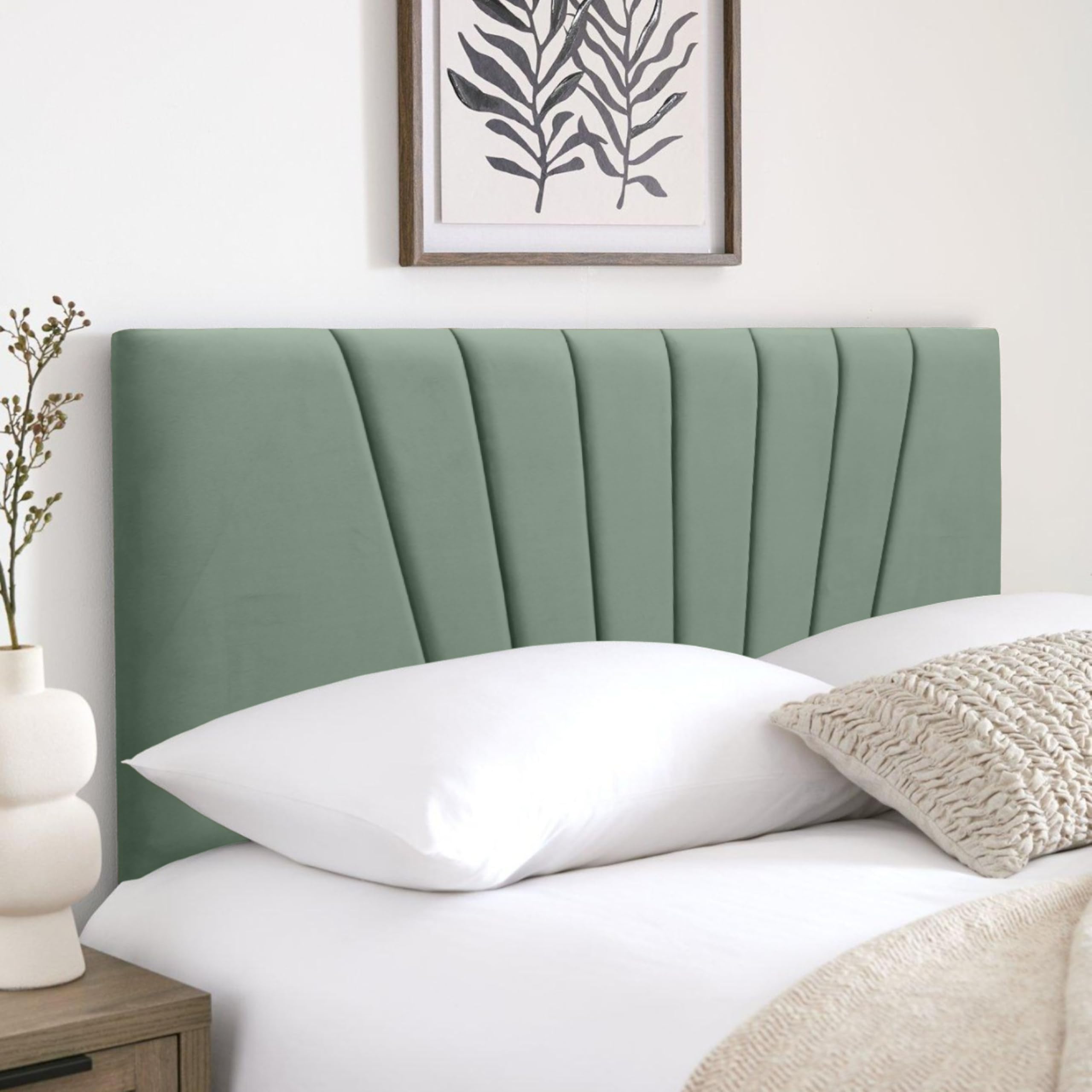 HB-1 Headboards for Beds – Sunrise 24'' Divan Bed Headboard – Headboards for Divan Beds, Bedroom & Hotel Furniture, Elegant Soft Plush Fabric Head Board (Duck Egg Plush, 5FT King) — image 1