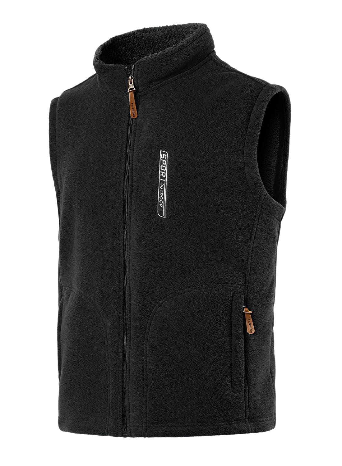 Herren Fleeceweste Stehkragen Outdoor Westen Casual Winterweste für Männer Warm Ärmellos Fleecejacke Leicht Warm Weste mit Reißverschlusstaschen mit Plüsch Gefüttert
