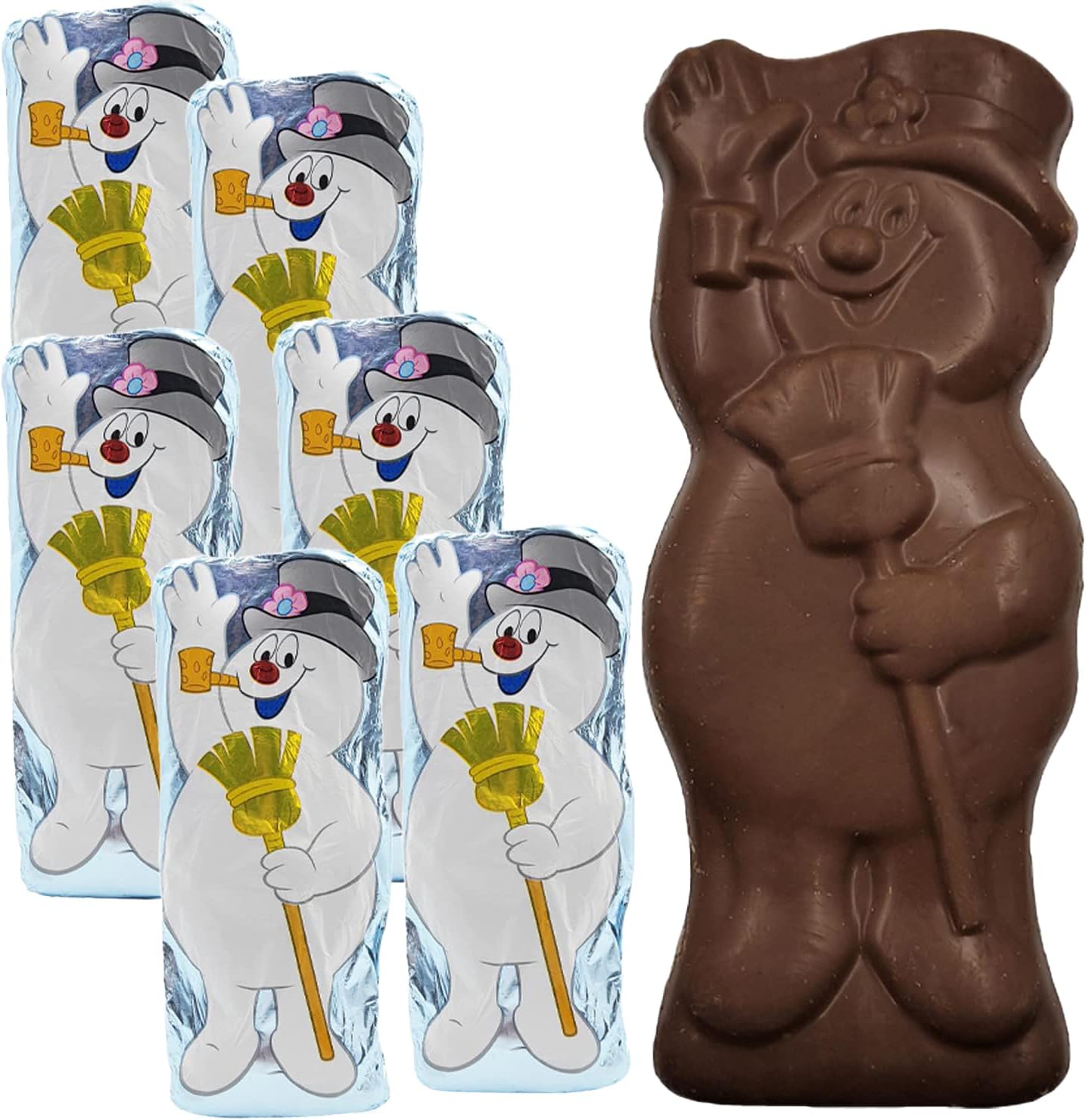 Large Christmas Chocolate Snowman Holiday Treats, Solid Smooth Milk Chocolate, Party Bag Fillers, Individually Wrapped Foils, Kosher Certified Dairy, 3oz (4-Pack)