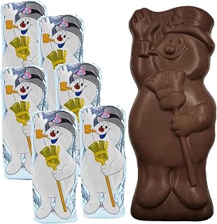 Fruidles Large Christmas Chocolate Snowman Holiday Treats, Solid Smooth Milk Chocolate, Party Bag Fillers, Individually Wrapped Foils, Kosher Certified Dairy, 3oz (4-Pack)