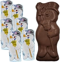 Fruidles Large Christmas Chocolate Snowman Holiday Treats, Solid Smooth Milk Chocolate, Party Bag Fillers, Individually Wrapped Foils, Kosher Certified Dairy, 3oz (4-Pack)