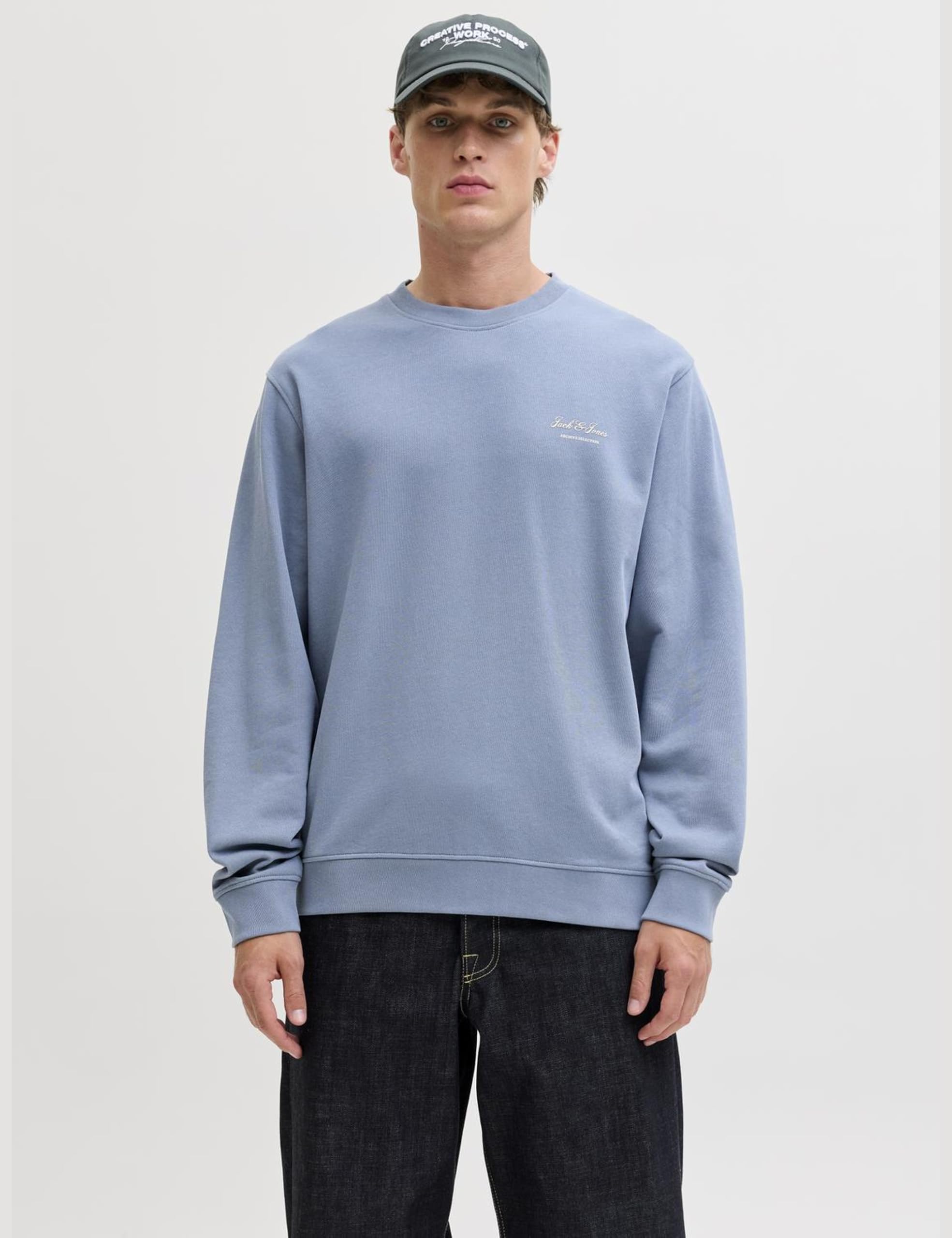 JACK & JONES Jjearchive Graphic Sweat Crew Neck Noos, Blue Mirage, M